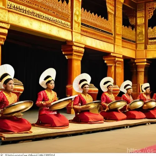 Home 15 말레이시아의 전통 악기 가믈란 - **Prompt 1: Malay Royal Gamelan Performance**
A grand, majestic scene depicting a traditional Ma...