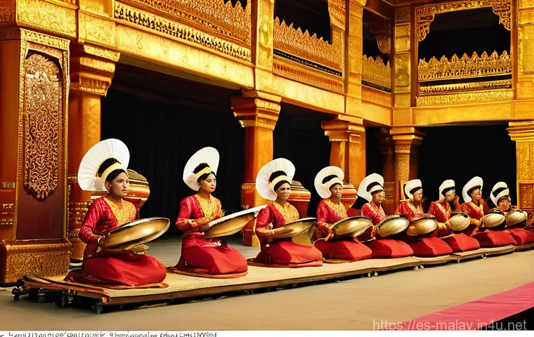 말레이시아의 전통 악기 가믈란 - **Prompt 1: Malay Royal Gamelan Performance**
A grand, majestic scene depicting a traditional Ma...